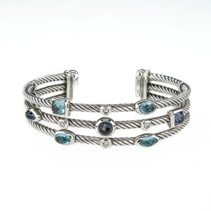 David Yurman Iolite, Turquoise & Topaz Confetti 5 Row Cuff Bracele